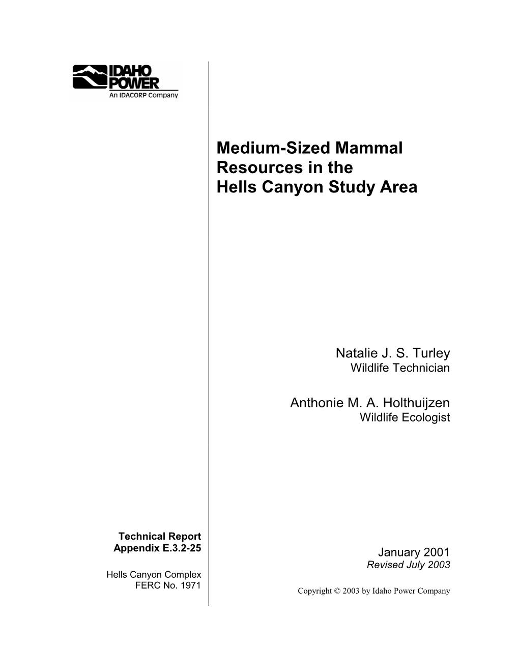 (E.3.2-25) Medium-Sized Mammal Resources in The