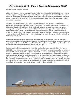 Plover Season 2014 – Off to a Great and Interesting Start!