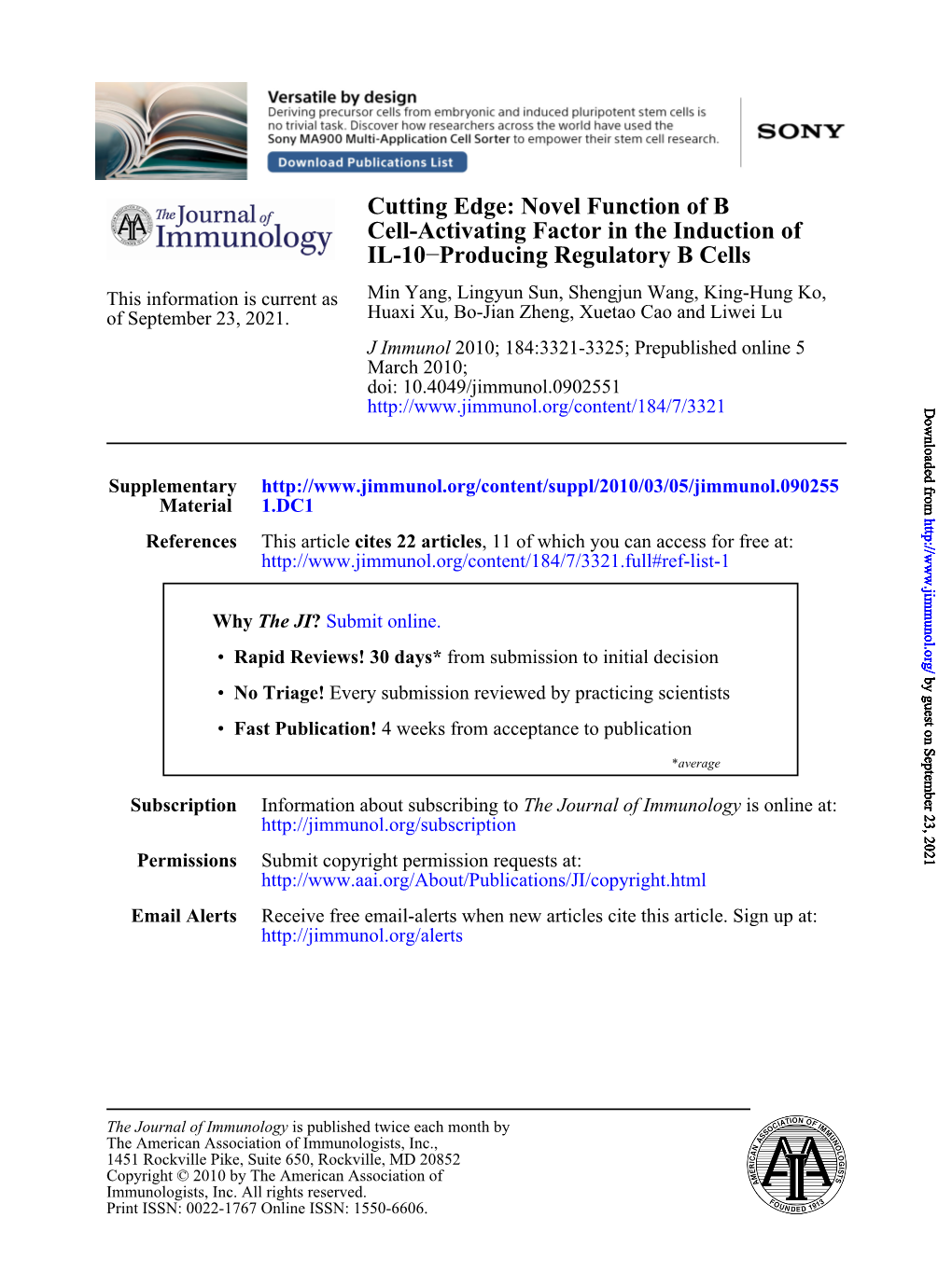 Producing Regulatory B Cells