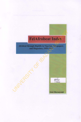 UNIVERSITY of IBADAN LIBRARY Felafrobeat Index