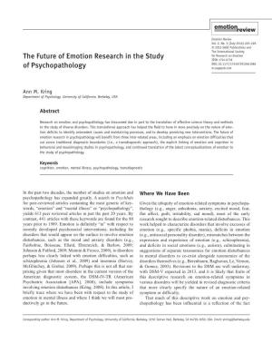 The Future of Emotion Research in the Study of Psychopathology