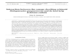 Interaction Between the Canopy Dwelling Echinoid Holopneustes Purpurescens and Its Host Kelp Ecklonia Radia Ta