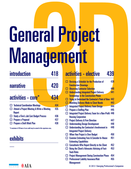 General Project Management Introduction 418 Activities - Elective 439