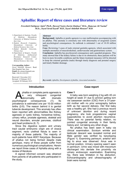 Aphallia: Report of Three Cases and Literature Review