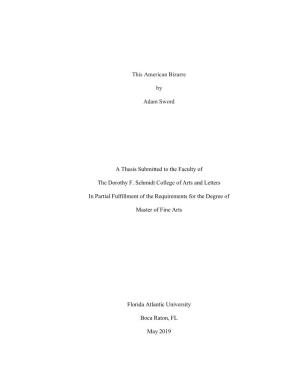 This American Bizarre by Adam Sword a Thesis Submitted to the Faculty