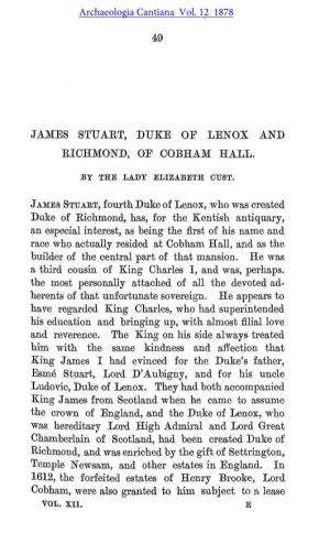 James Stuart, Duke of Lenox and Richmond of Cobham Hall