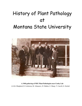 History of Plant Pathology at Montana State University