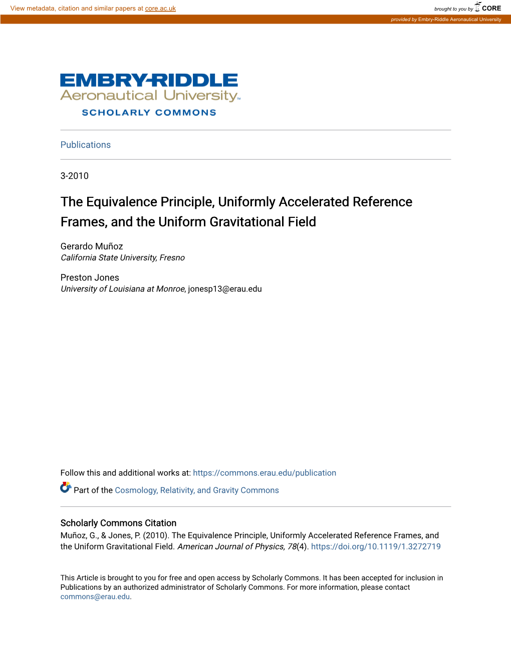 The Equivalence Principle, Uniformly Accelerated Reference Frames, and the Uniform Gravitational Field