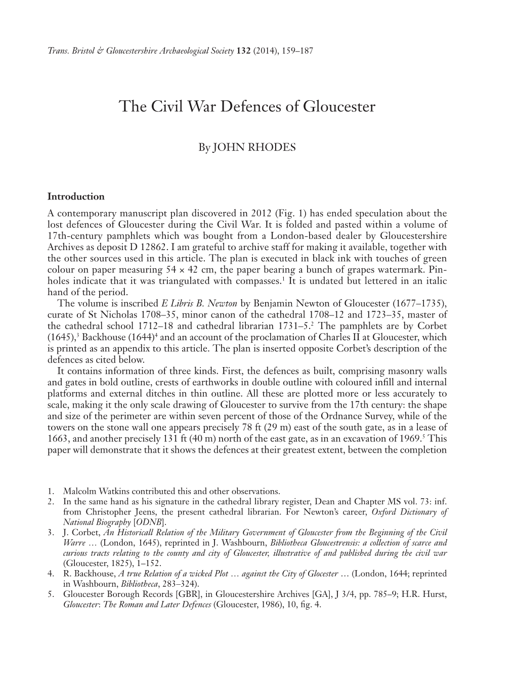 The Civil War Defences of Gloucester