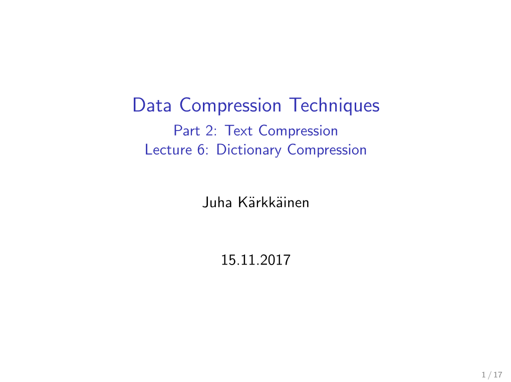 Dictionary Compression