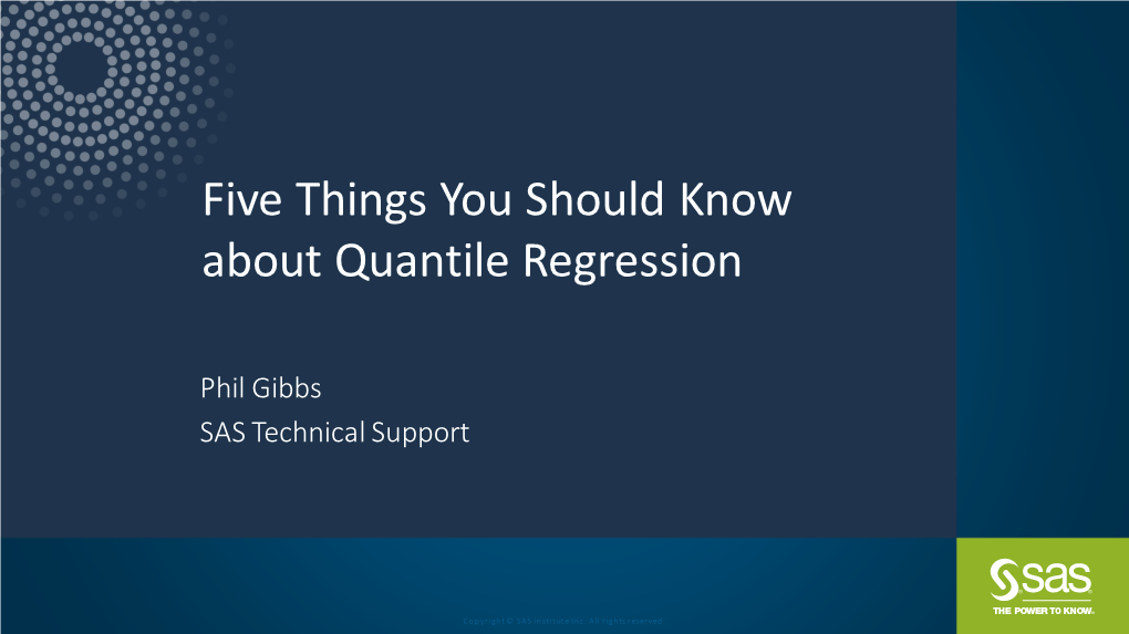 Five Things You Should Know About Quantile Regression