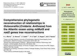 Cnidaria: Anthozoa) Comprehensive Phylogenetic K