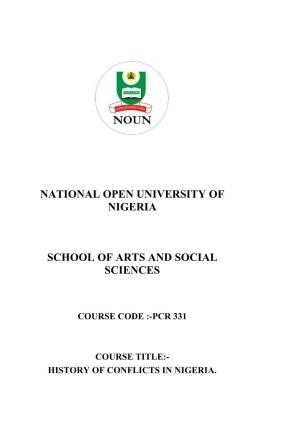 National Open University of Nigeria School of Arts and Social Sciences