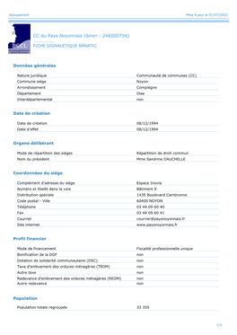 Communauté De Communes Du Pays Noyonnais (Siren : 246000756)