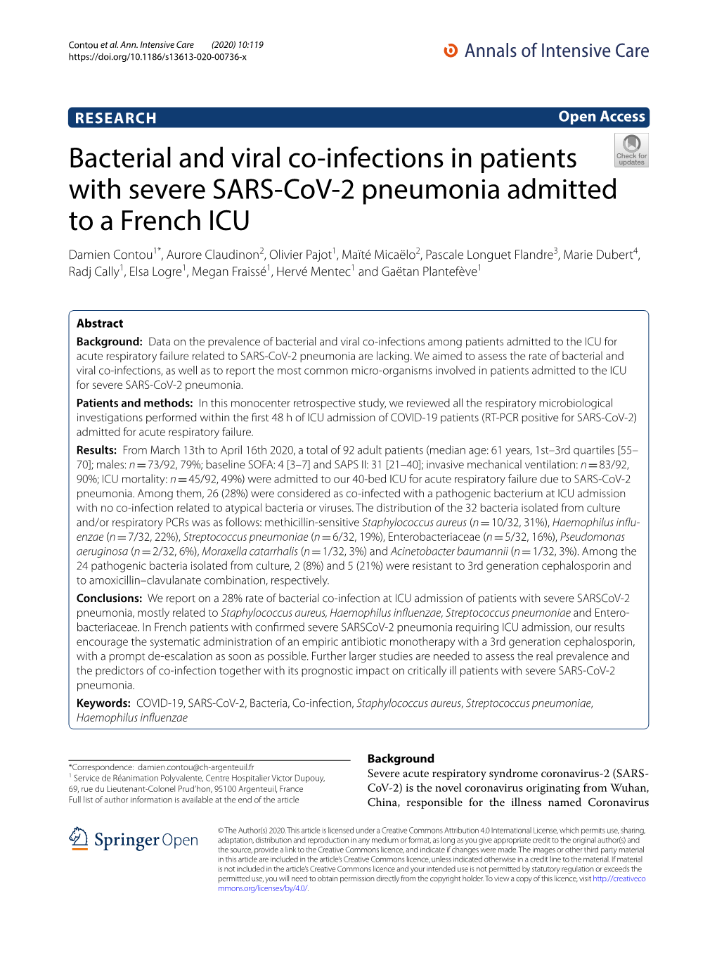 Bacterial and Viral Co-Infections in Patients with Severe SARS-Cov-2