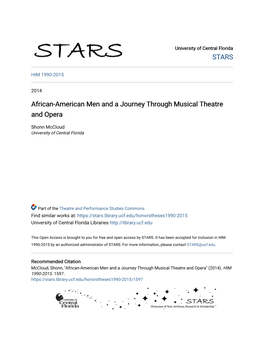 African-American Men and a Journey Through Musical Theatre and Opera
