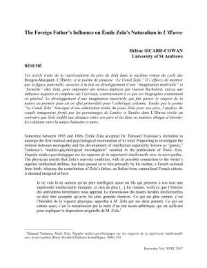 The Foreign Father's Influence on Émile Zola's Naturalism in L'œuvre