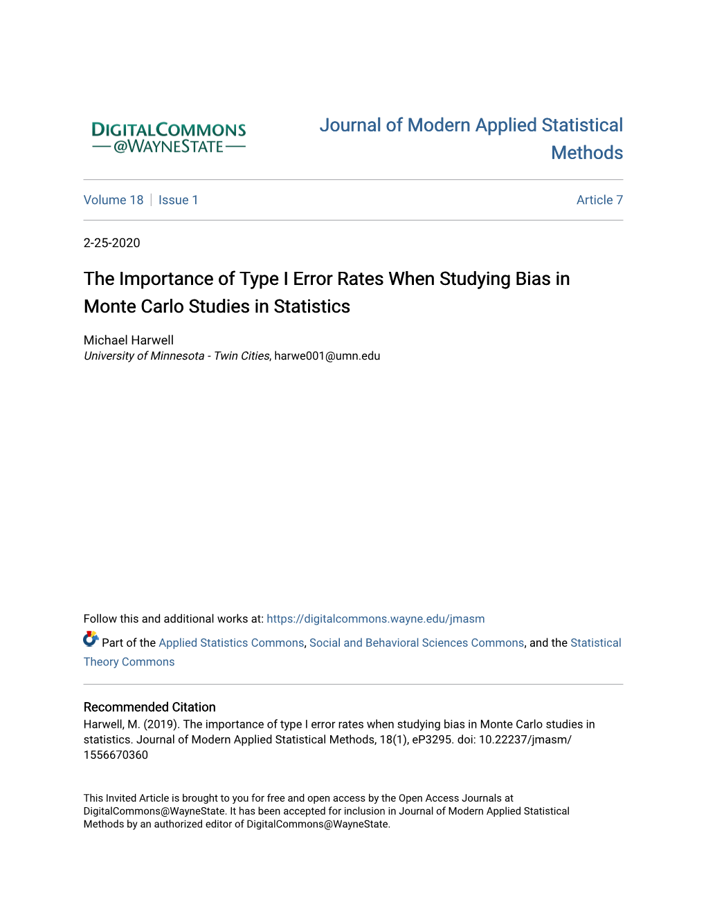 The Importance of Type I Error Rates When Studying Bias in Monte Carlo Studies in Statistics