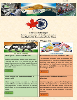 India Canada Biz Digest Delivering News Impacting Indo-Canadian Trade Relations Issued by the High Commission of India, Ottawa