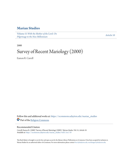 Survey of Recent Mariology (2000) Eamon R