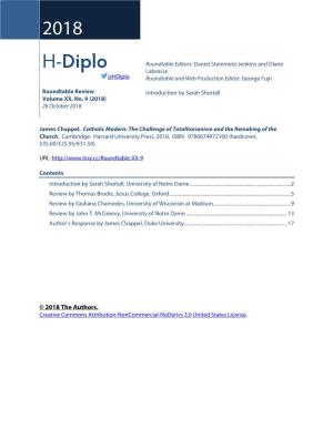 H-Diplo Roundtable, Vol. XX