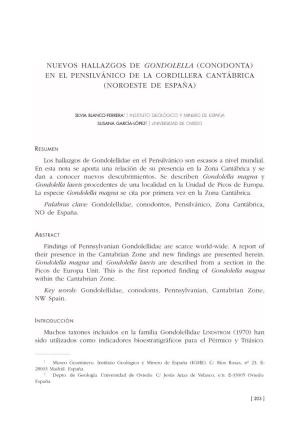 Nuevos Hallazgos De Gondolella (Conodonta) En El Pensilvánico De La Cordillera Cantábrica (Noroeste De España)