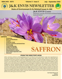 Saffron-Quick Facts O National Mission on Saffron O Events (August-September 2016) SAFFRON O References