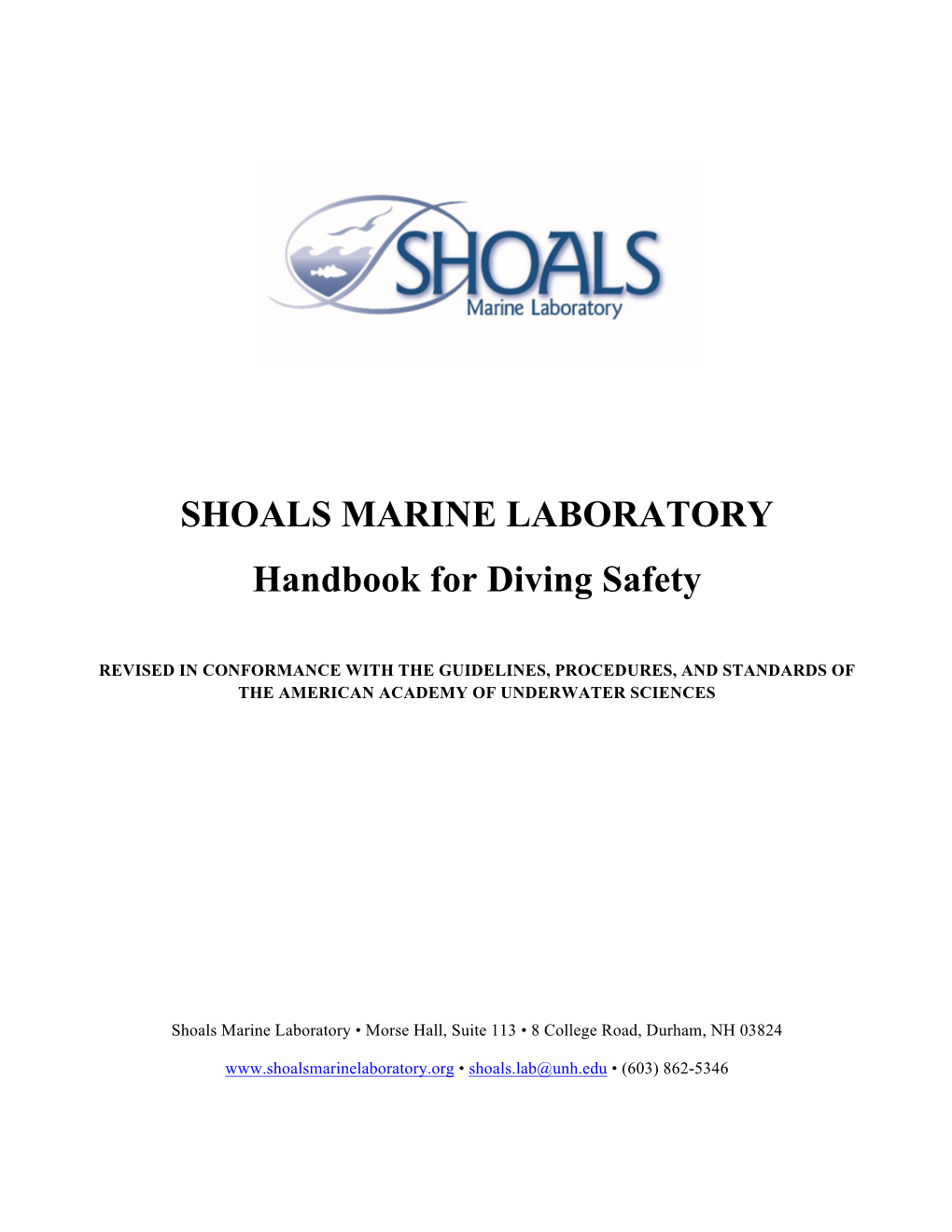 Shoals Marine Laboratory Diving Safety Manual