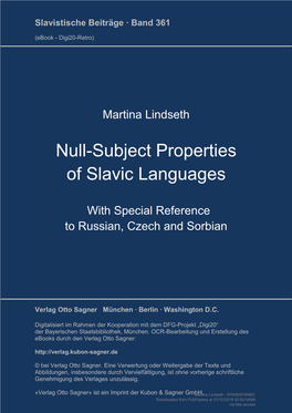Null-Subject Properties of Slavic Languages