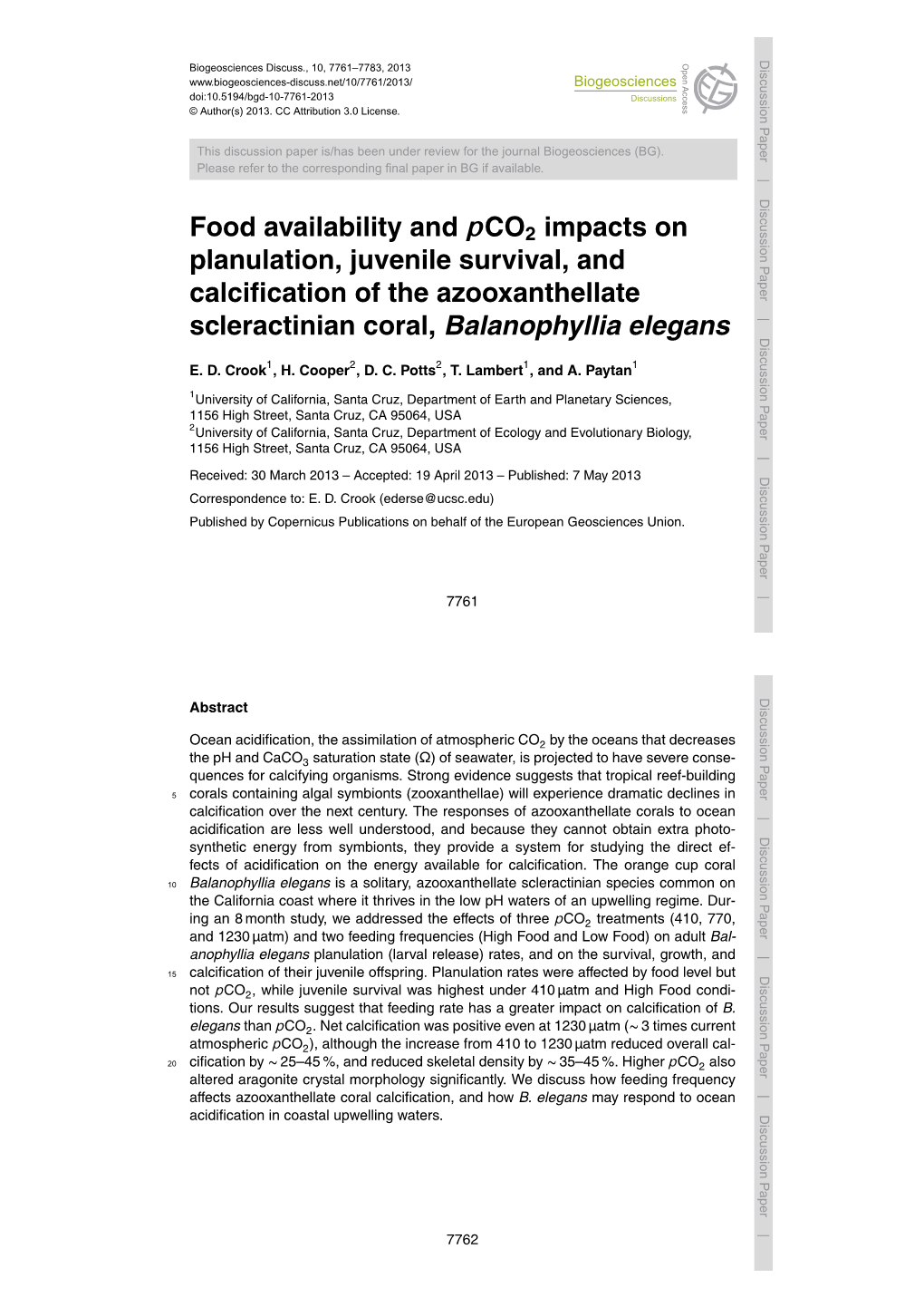 Food Availability and Pco2 Impacts on Planulation, Juvenile Survival