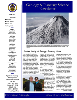 Geology & Planetary Science Newsletter