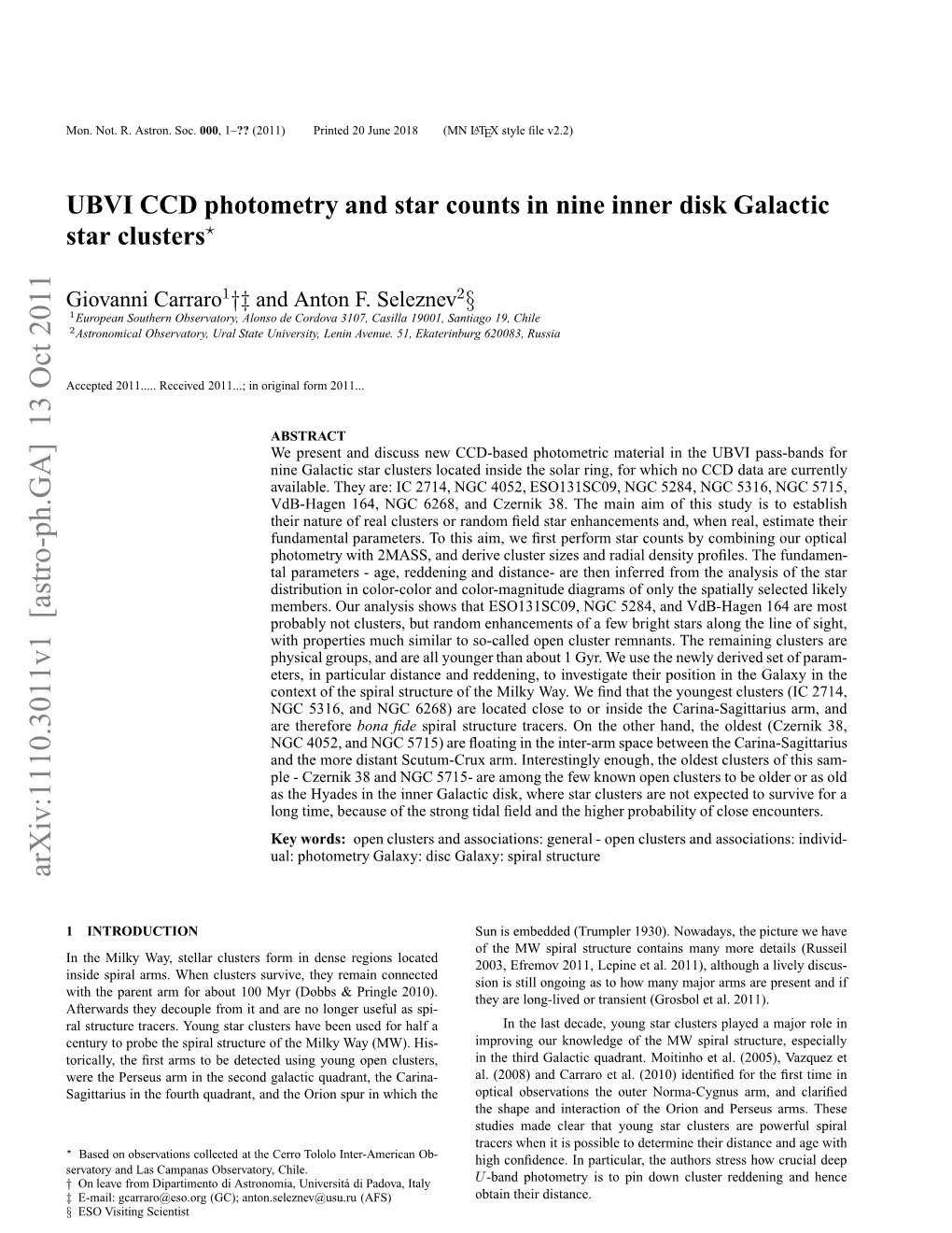 UBVI CCD Photometry and Star Counts in 9 Inner Disk Galactic Star Clusters