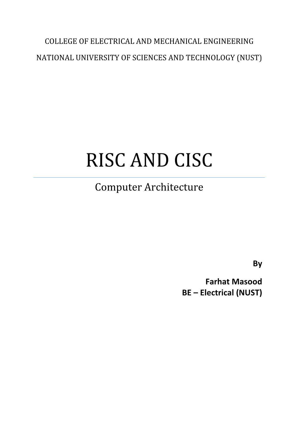 RISC and CISC Computer Architecture