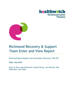 Richmond Recovery & Support Team Enter and View Report