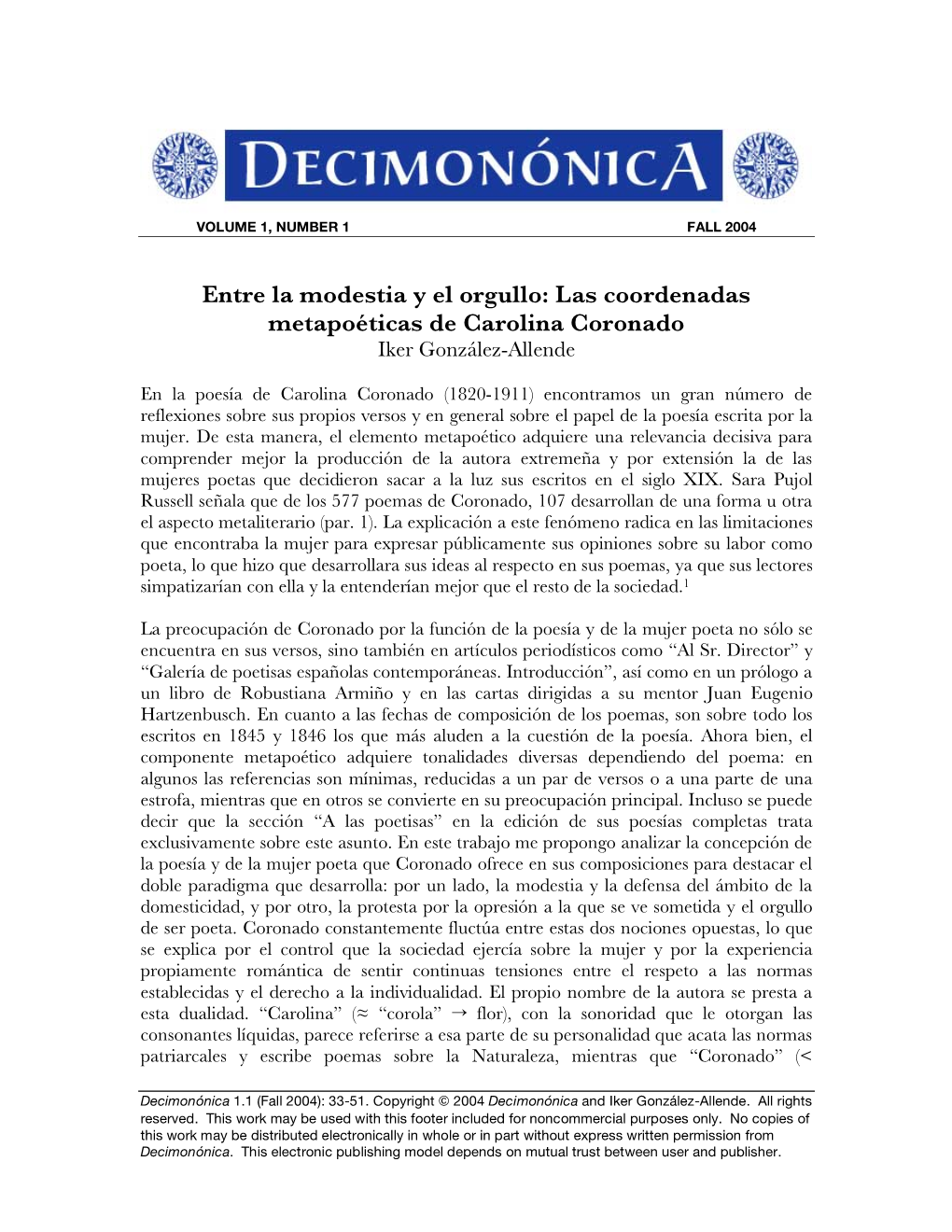 Las Coordenadas Metapoéticas De Carolina Coronado Iker González-Allende