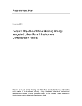 Resettlement Plan People's Republic of China: Xinjiang Changji