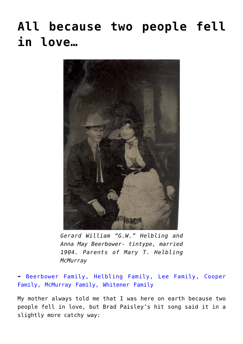 Roberta P. Beerbower Wertz,Sentimental Sunday: Family Ar