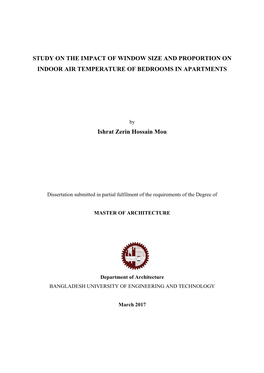 Study on the Impact of Window Size and Proportion on Indoor Air Temperature of Bedrooms in Apartments