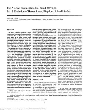 Part I. Evolution of Harrat Rahat, Kingdom of Saudi Arabia