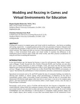 Modding and Rezzing in Games and Virtual Environments for Education