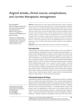 Angioid Streaks, Clinical Course, Complications, and Current Therapeutic Management