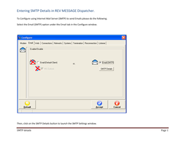 Entering SMTP Details in REV MESSAGE Dispatcher