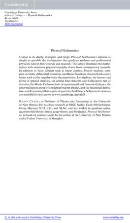 Physical Mathematics Kevin Cahill Frontmatter More Information