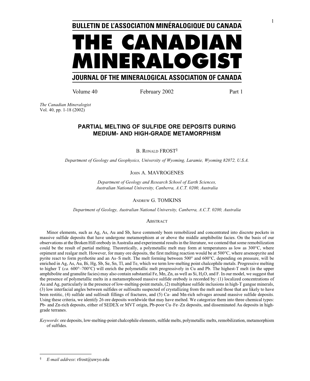 Partial Melting of Sulfide Ore Deposits During Medium- and High-Grade Metamorphism