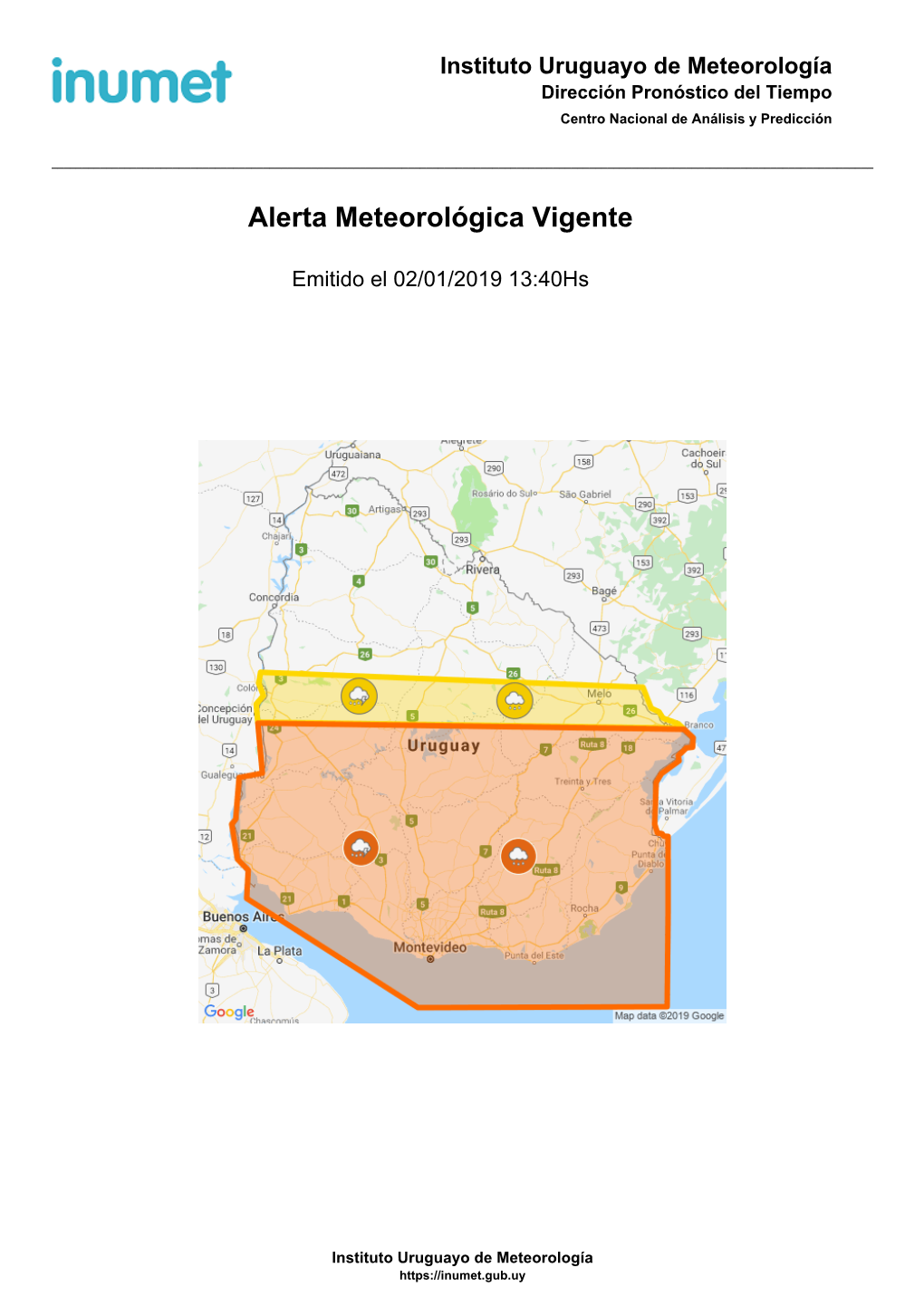 Alerta Meteorológica Vigente