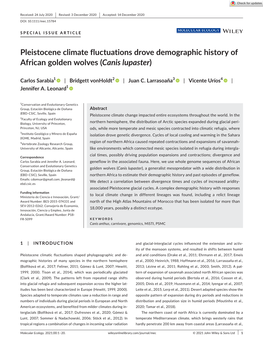 Pleistocene Climate Fluctuations Drove Demographic History of African Golden Wolves (Canis Lupaster)