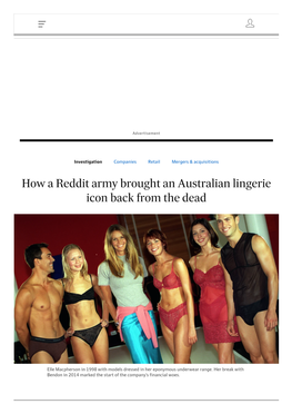 How a Reddit Army Brought an Australian Lingerie Icon Back from the Dead