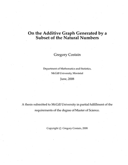 On the Additive Graph Generated by a Subset of the Natural Numbers