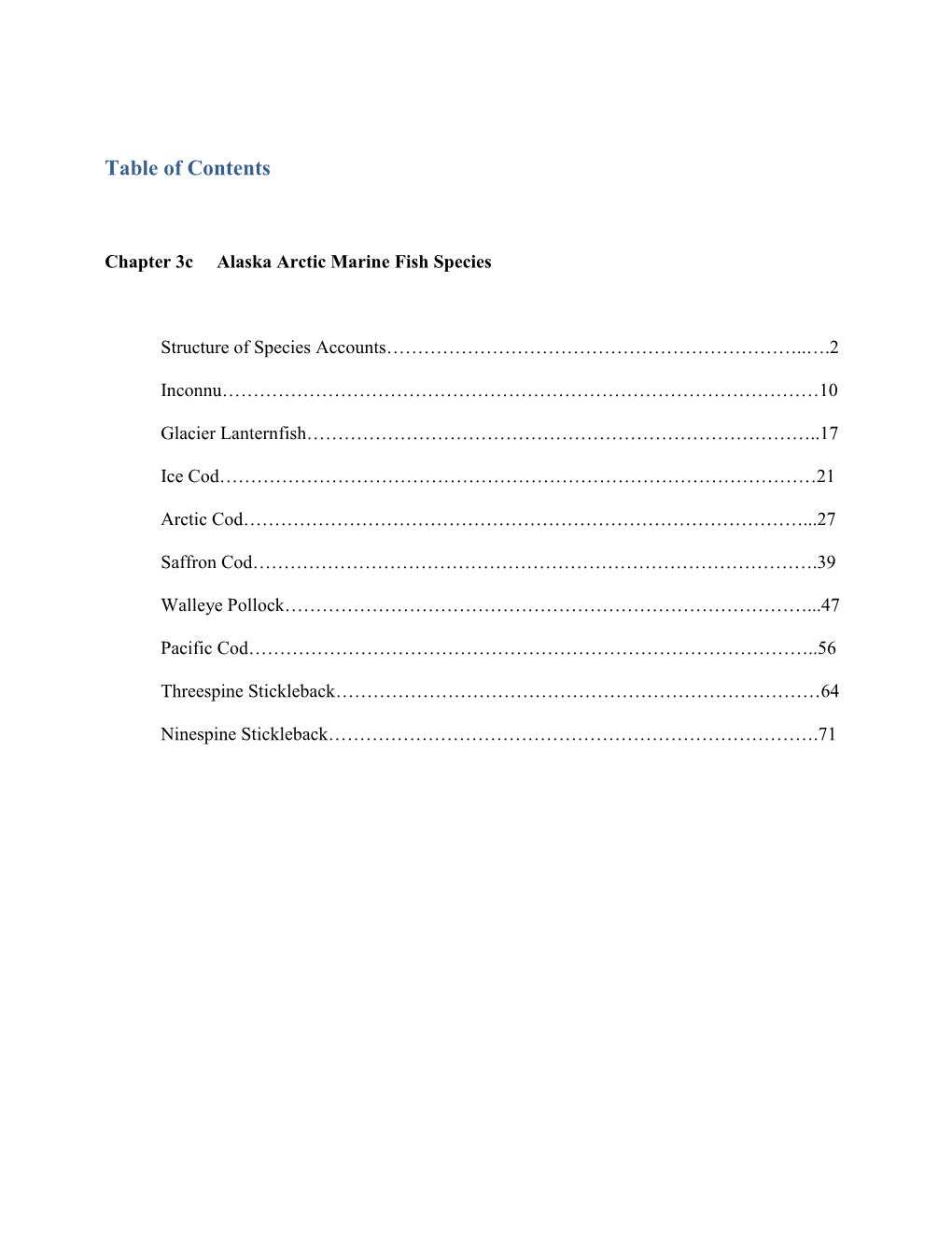 Chapter 3C Alaska Arctic Marine Fish Species