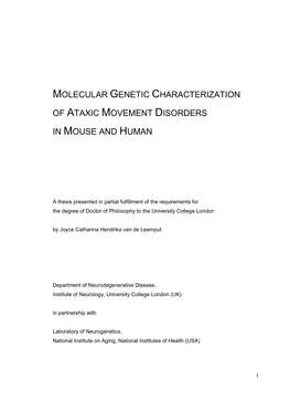 Molecular Genetic Characterization of Ataxic Movement Disorders in Mouse and Human